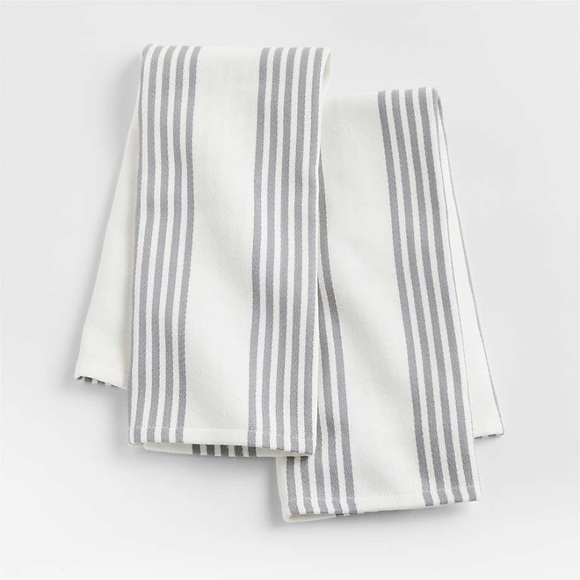 Crate&Barrel Other - 🌙 A104 - Crate & Barrel Cuisine White with Grey Stripe Organic Cotton Dish